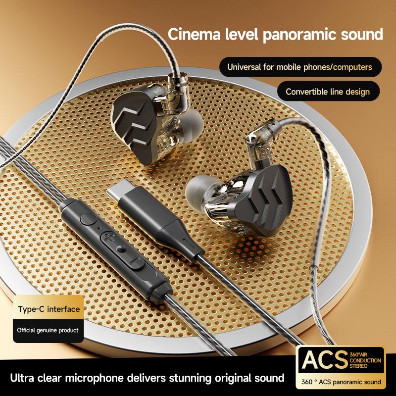 Digital Chip Wired Earphones 3.5mm AUX/Type C 9D HiFi Surround Heavy Bass In-Ear Headsets For Samsung Huawei Xiaomi OPPO iPad PC
