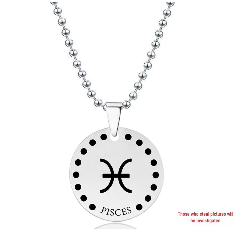 Engraved Twelve Constellations Stainless Steel Pendant Necklace - Christmas Gift