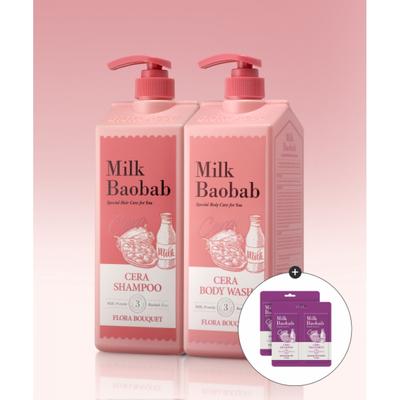 Milkbaobab 1200 мл Шампунь + 1200 мл Гель для душа Подарочный двойной пакет Seraf