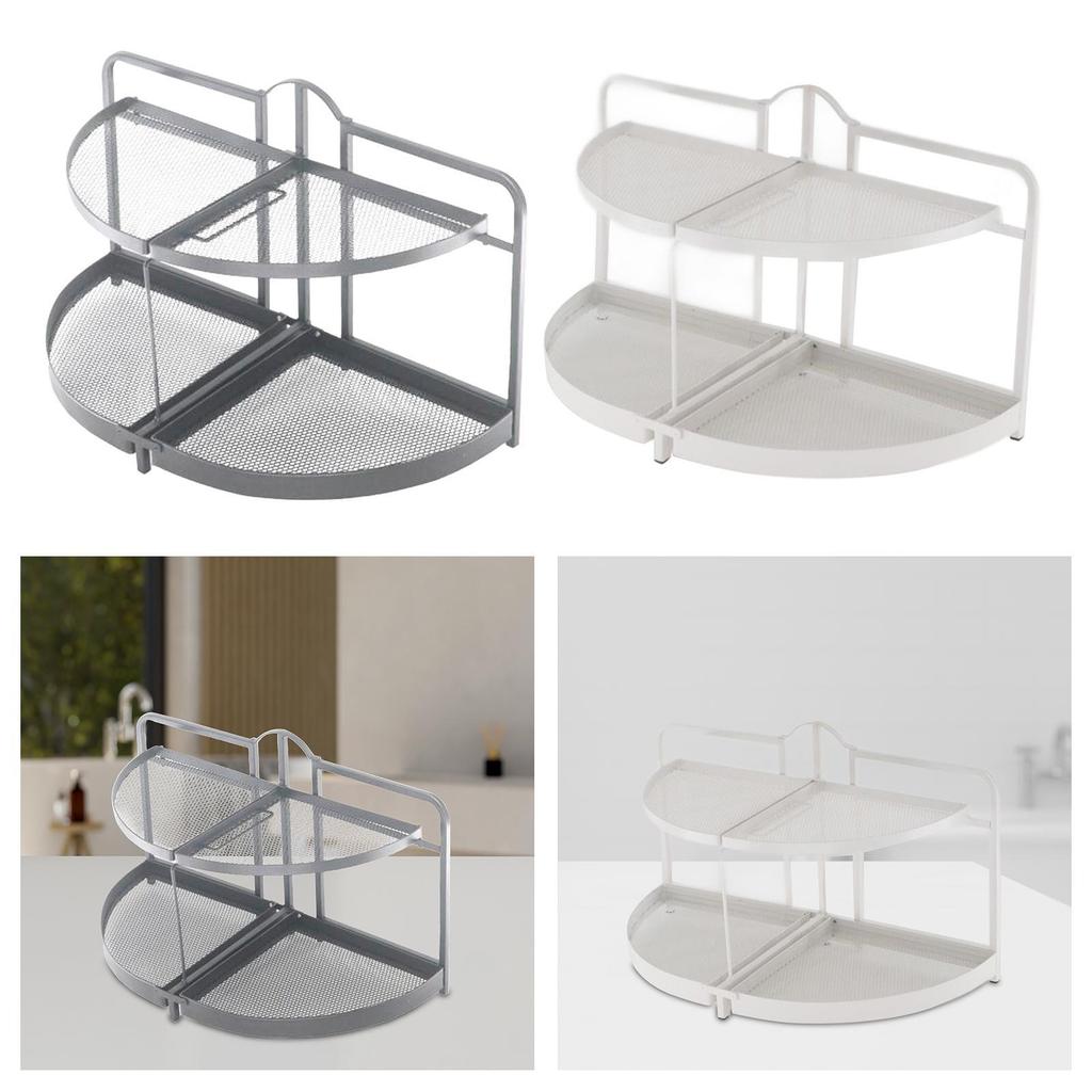 2 Layer Desktop Organizer Multifunction Folding Stable Makeup Storage Rack Spice for Home