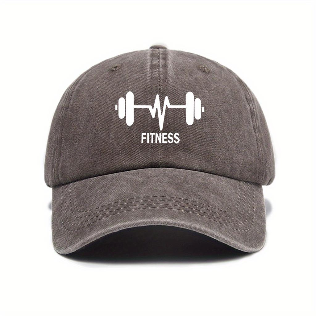 Dumbbell Print Baseball Cap for Male and Female Fitness Enthusiasts, Outdoor Leisure Running Sports Sun Protection Hat