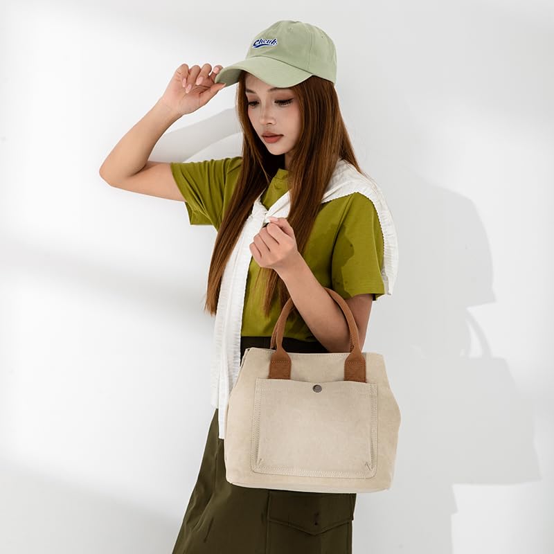 Yocipa Lightweight Canvas Tote Large Multifunctional Casual Canvas Bag for and More Women's Bag, Small, Capacity, Handbag, Walking, Shopping,