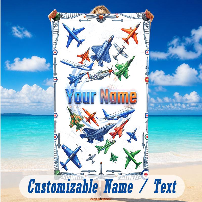 Adventure Journey Theme Beach Towel Personalized Custom Name & Text Soft Quick Dry Beach Towel for Swimming Travel