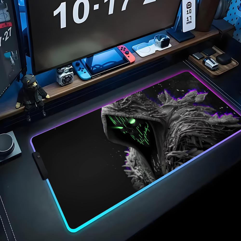 Geist Sensemann Mauspade RGB Gaming-Mauspad Großes LED-Pad PC-Schreibtischmatte Leuchtendes Mauspade Große Tastaturmatten Tischteppich Mit