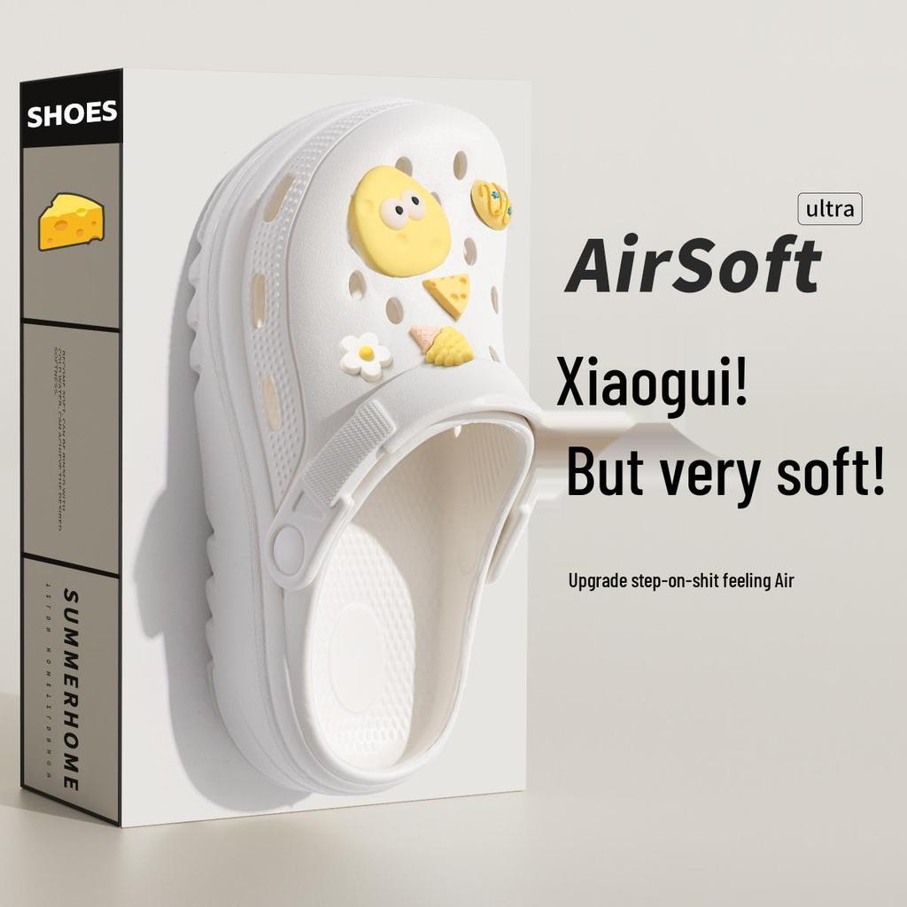 Women's 2025 Black Non-Slip Thick-Soled Beach Clogs for Comfortable Summer Wear