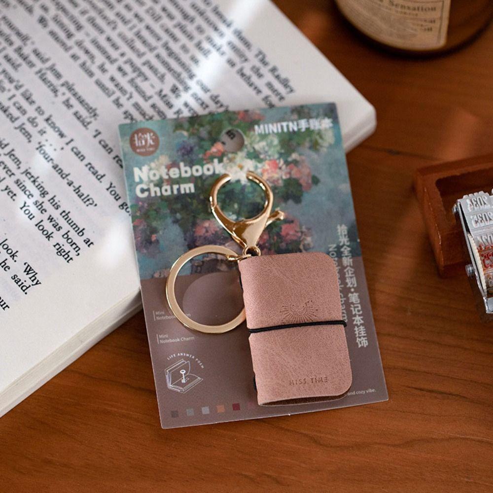 Cowhide Cover Tiny Leather Notebook Charm Decorative Travel Sketchbook Planner Backpack Decoration