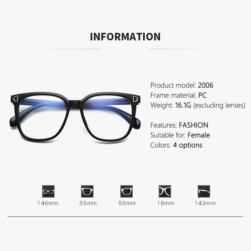New D-shaped Anti-blue Light Glasses - Trendy Unmade-up Street Style Model For Those With Myopia 2006