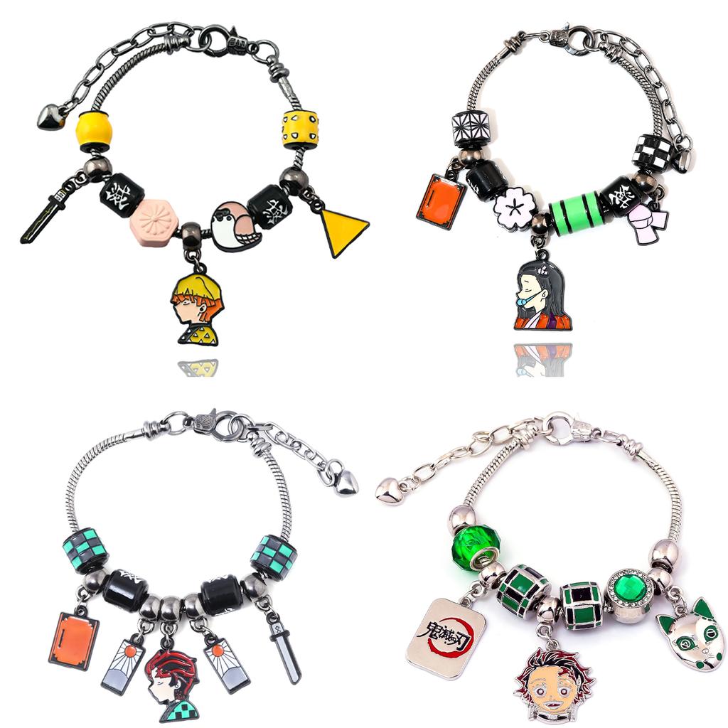 Anime Bracelet Tanjiro Nezuko Colorful Doll Character Pendant Bracelet Unisex Jewelry Accessories Gift