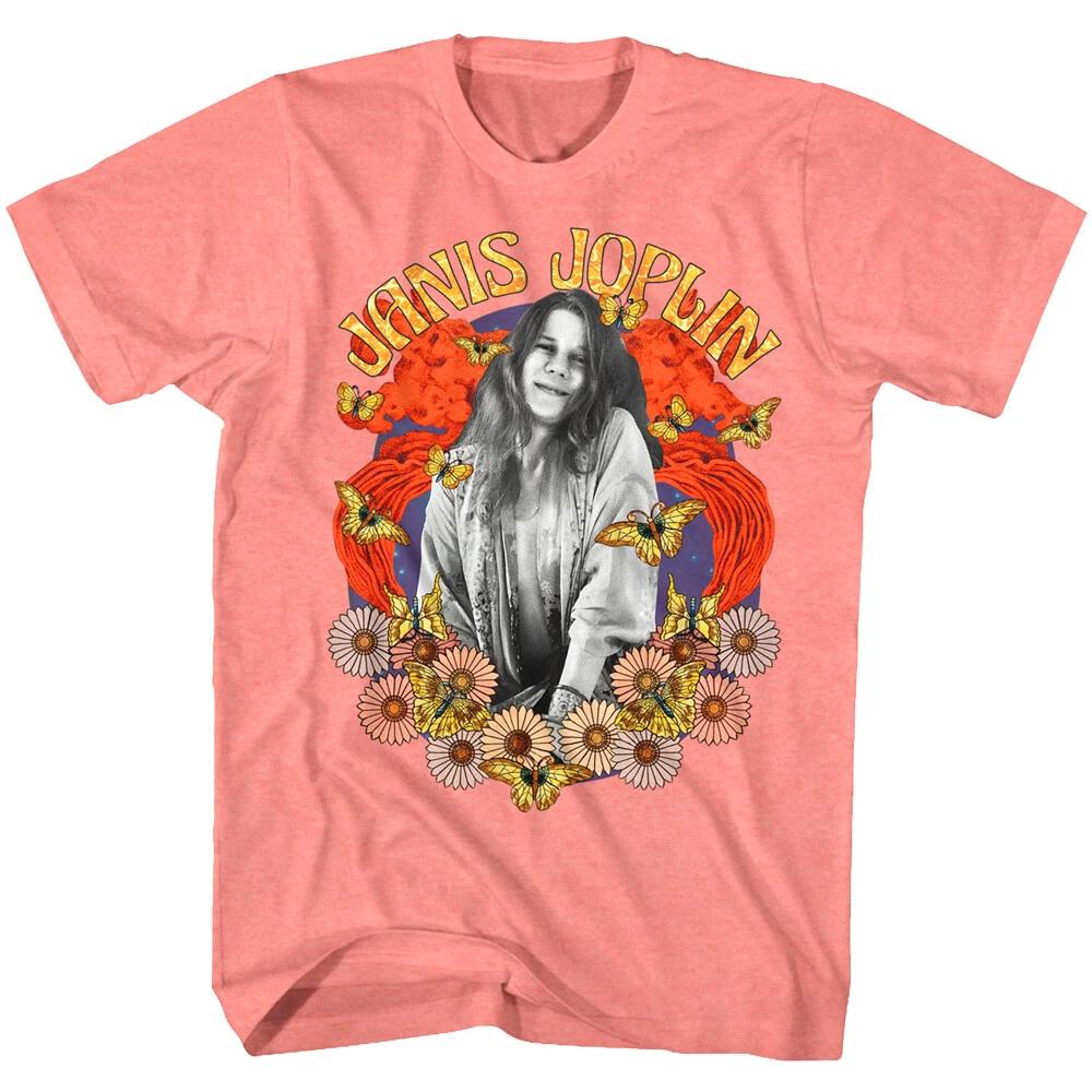 

Janis Joplin Flower Power Men s T Shirt Pink Rock Star Legend Singer Woodstock 4XL