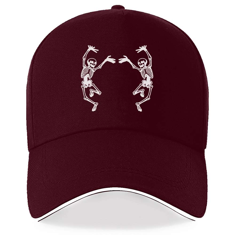 Dancing Skeletons Baseball Cap Adult Unisex Polyester Adjustable Skull Graphic Trucker Hat for Streetwear