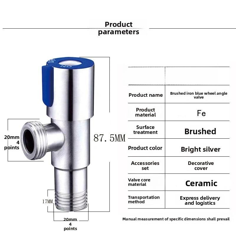 1pc Stainless Steel Hot And Cold Angle Valve Large Flow Drain Toilet Water Stop Triangle Valve Switch all copper 3/4''