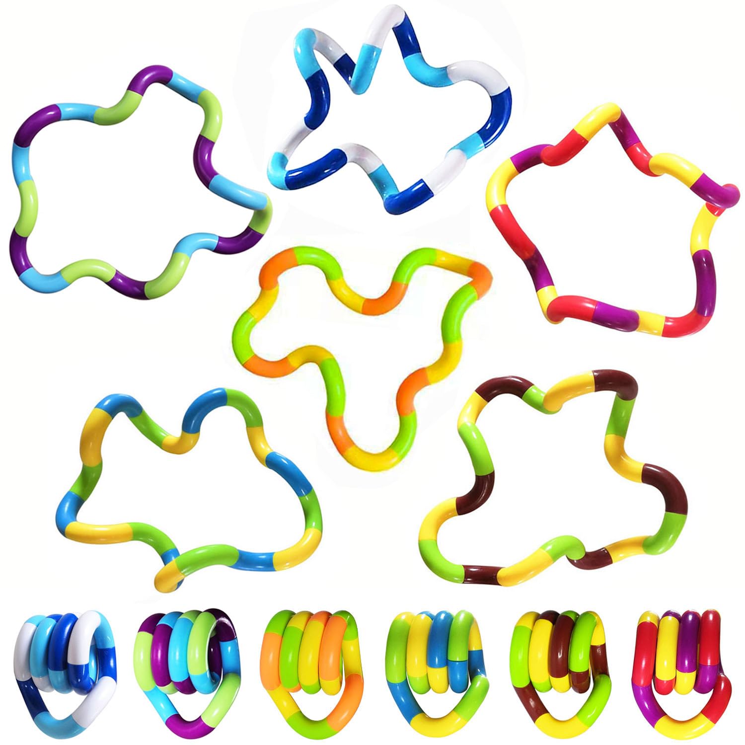 

Sensory Fidget Toys - 6PCS Multicolor Twisty Fidget Toys for Adults, Boys, Girls for Relaxation, Anxiety Stress Relief, Decompression - Squeeze, Twist 6PCS