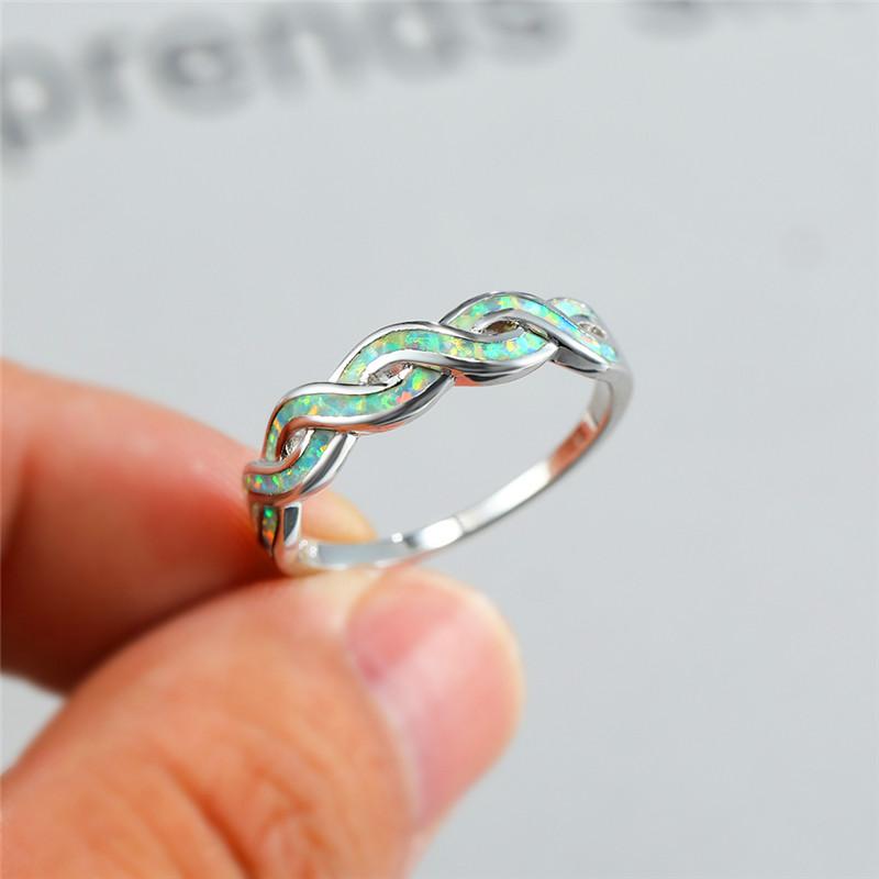 

Роскошное женское кольцо с синим белым опалом, классическое цветное обручальное кольцо, модные полые тонкие обручальные кольца с бесконечностью для женщин 9