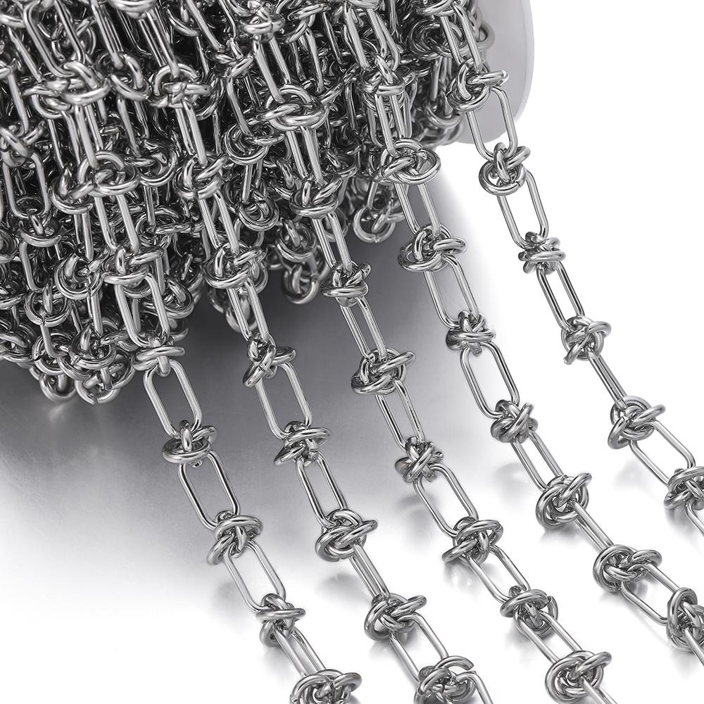 

1m/39.37in Stainless Steel Knot Chains Golden Handmade Chains for DIY Necklace Bracelet Waist Chain Jewelry Making Chain