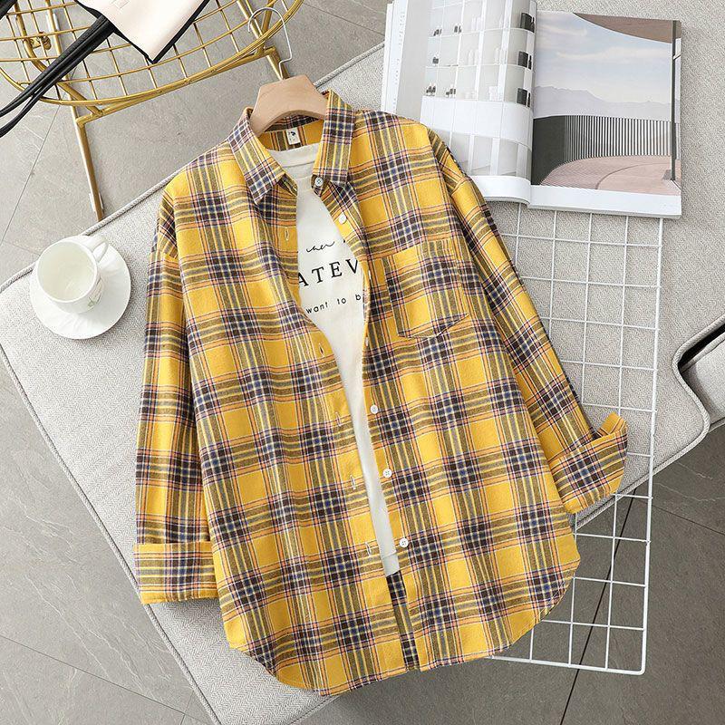 2025 Women's Plaid Shirt Jacket: Stylish Loose Long Sleeve Outerwear for Autumn & Winter