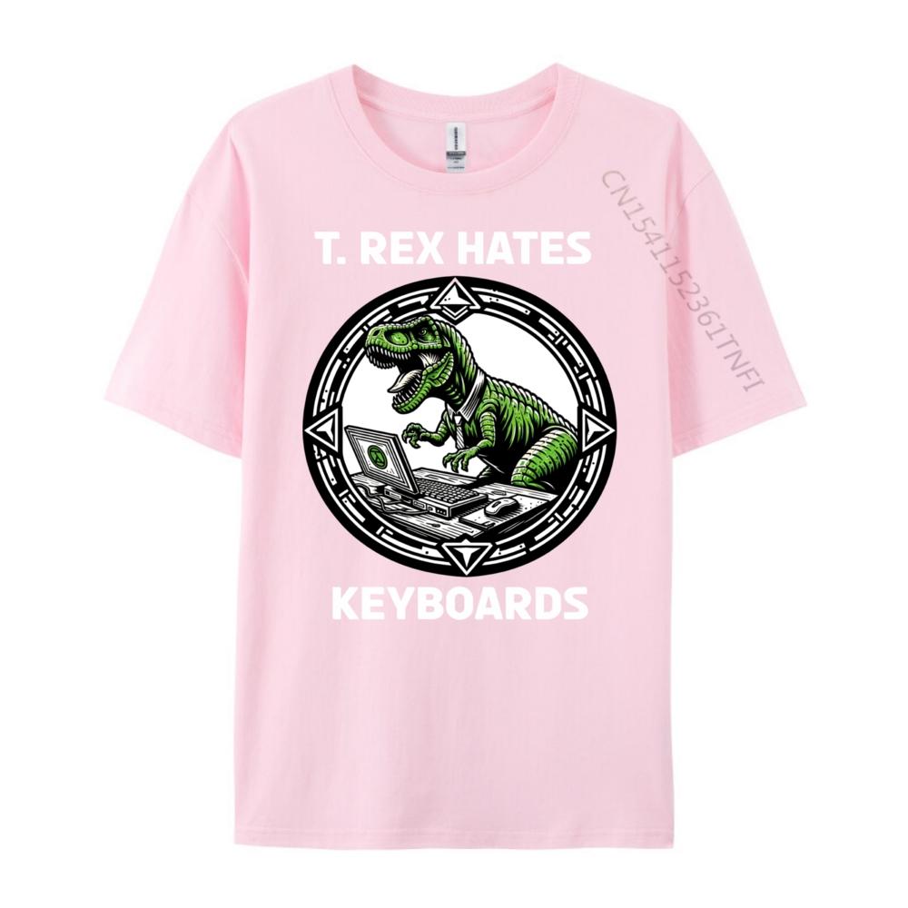 T Rex Hates Keyboards Computers Laptops Mens Designer Clothes Comfortable Luxury Designer Tops Tees Gothic Style