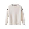 Women's Pure Wool Round Neck Color Block Sweater - Autumn/Winter 2024 Korean Style Loose Fit Pullover