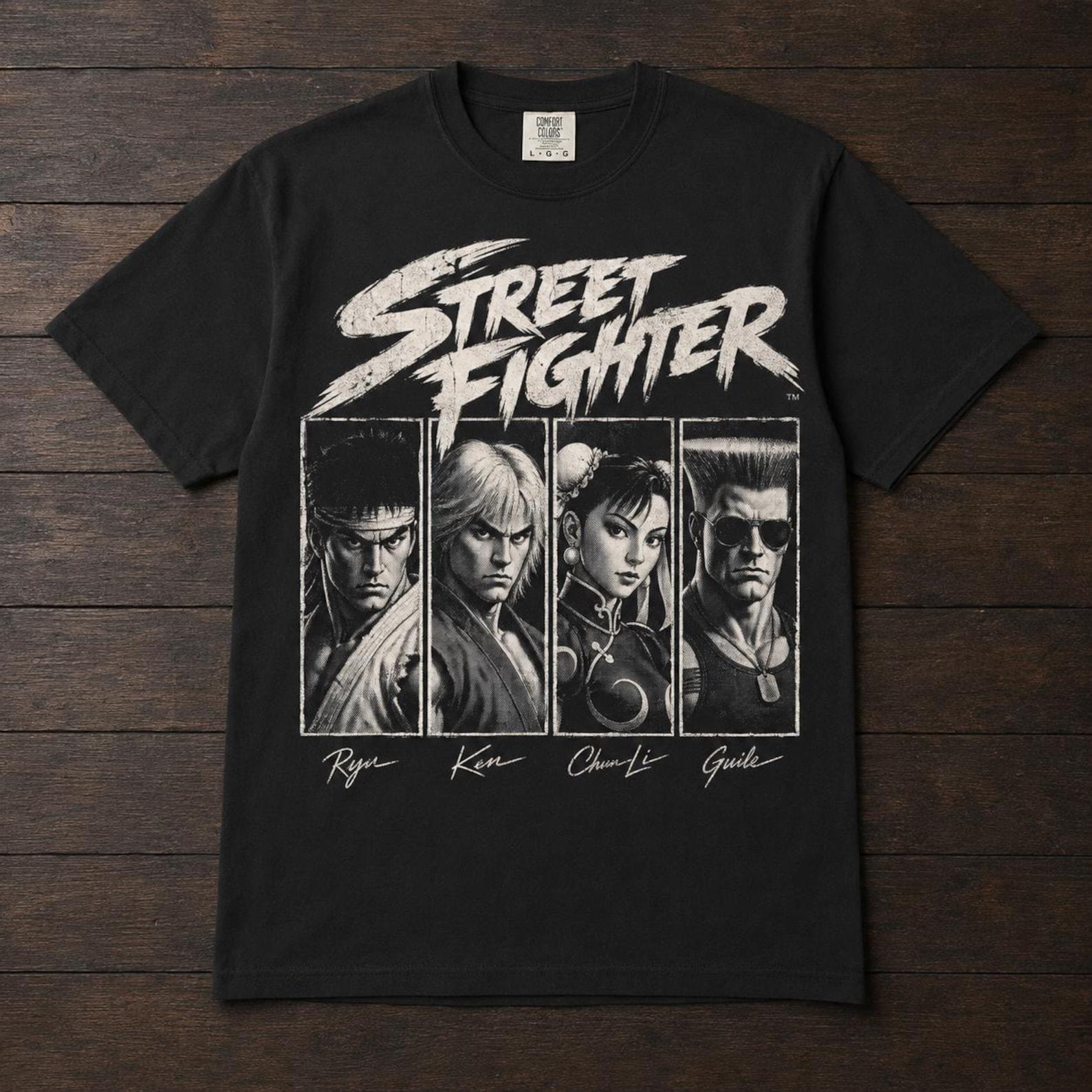 Street Fighter Characters Tee | Halftone Gaming Retro Unisex Shirt XL