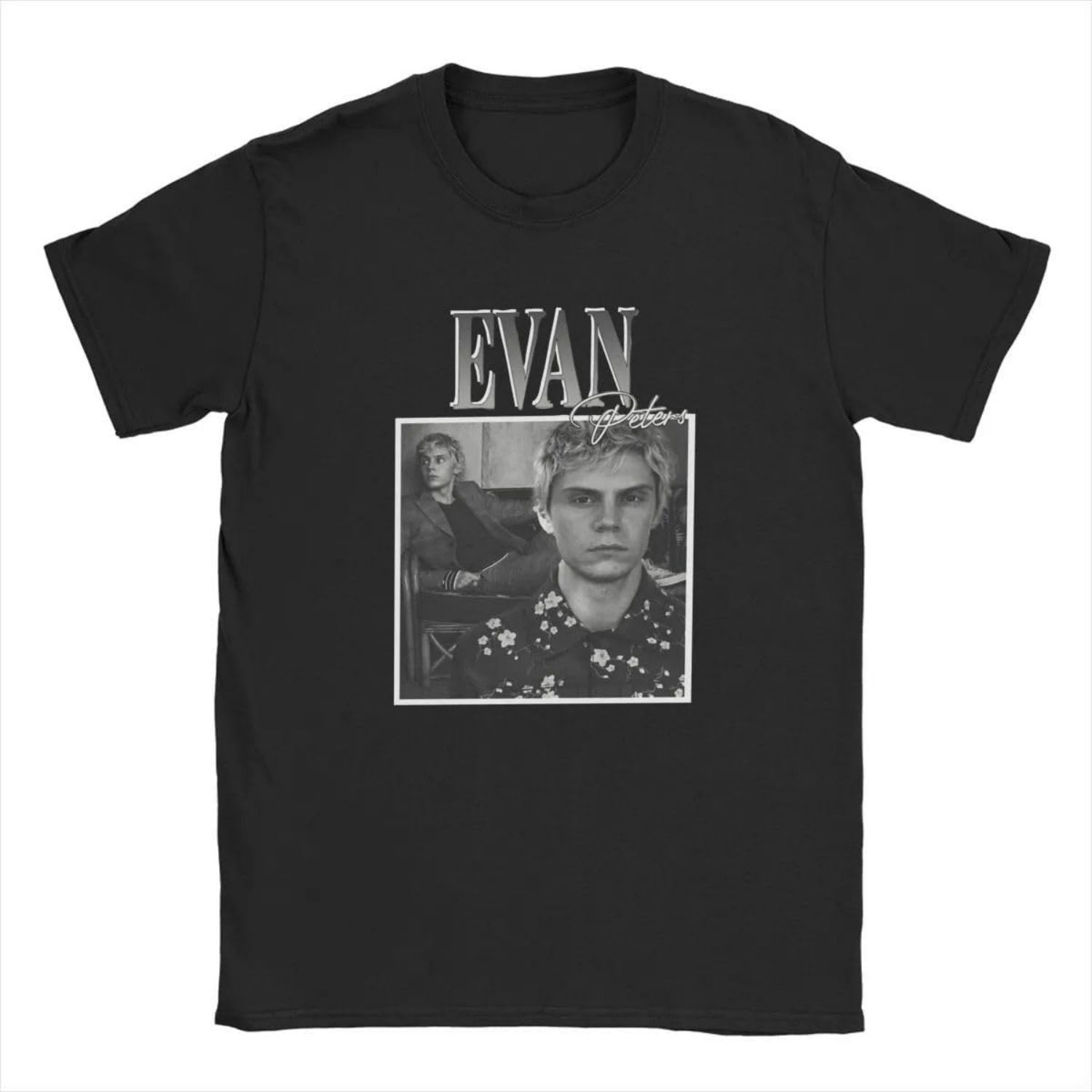 Evan Peters Retro Portrait T-Shirt S чёрный