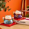 Bell Cat Money Bank Ceramic Desktop Decoration Crafts Fortune Cat Piggy Bank  Office