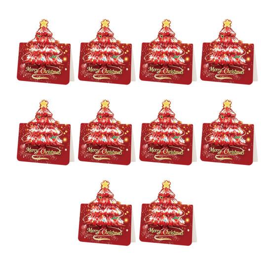 Holiday Gift Exchange Supplies 10 Pcs 3D Christmas Tree Greeting Cards, Postcards Festive Cards for Relatives Friends Bulk New Year, Winter Xmas Party