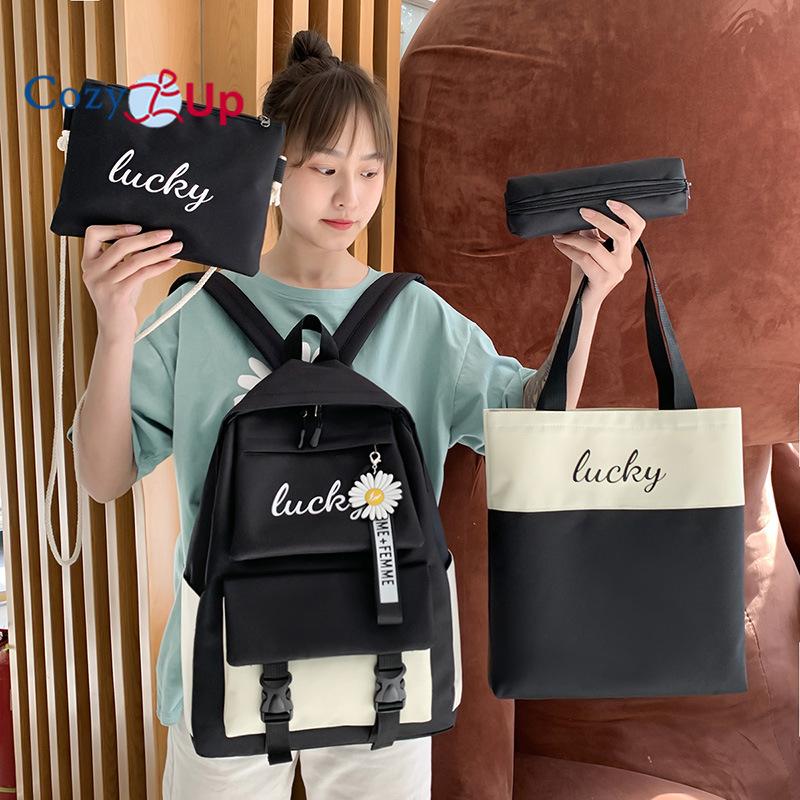 Рюкзак школьная сумка женский буквенный рюкзак контрастного цвета для школьников младших — фото 3