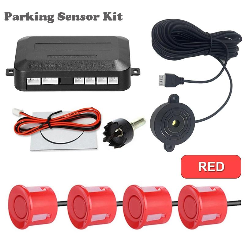 First Safe 12V 22mm Car Parking Sensor Kit Universal 4 Sensors Buzzer Reverse Backup Radar Sound Alert Indicator Probe System