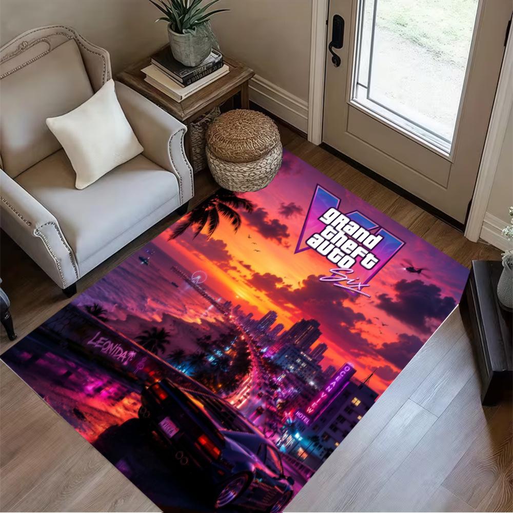 Grand Theft Autoce City Retro 80S Style Floor Mat Perfect For Playrooms Decorate Room Entryway Hallway Antislip Carpet Decorate Offices