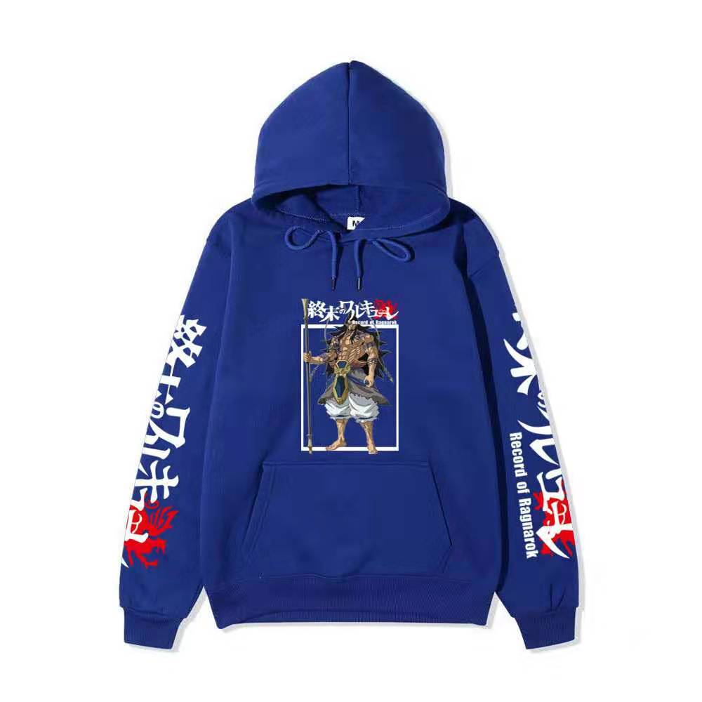 Record of Ragnarok Lu Bu Vollfarbiger Anime Hoodie Japanischer Drachen-Ärmeldruck Lässiger Pullover mit langen Ärmeln Sweatshirt