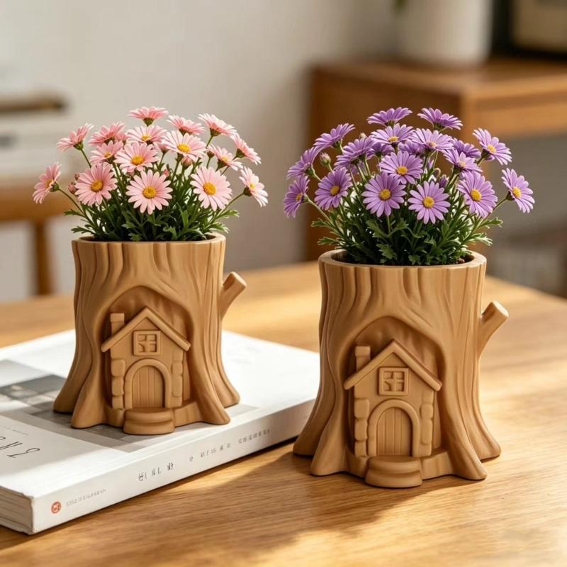 Flexible Tree Stump Cottage Mould For Concrete Planters And Decorative Box