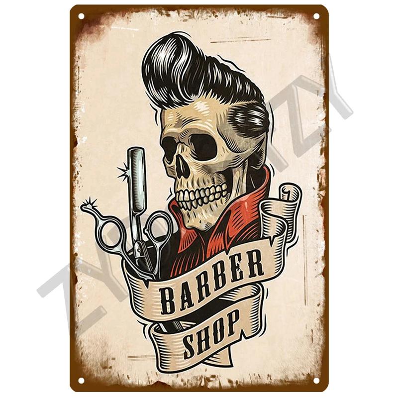 Barber Shop Plaque Metal Sign Vintage For Door Tin Sign Home Interior Paintings Mancave Wall Posters Room Decoration Decor Art