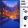 500-1000pcs DIY Jigsaw Puzzle Suitable for & Families - White Cardboard Christmas Winter Scenes with Cozy Houses & Decorated, Challenging Brain for Ho