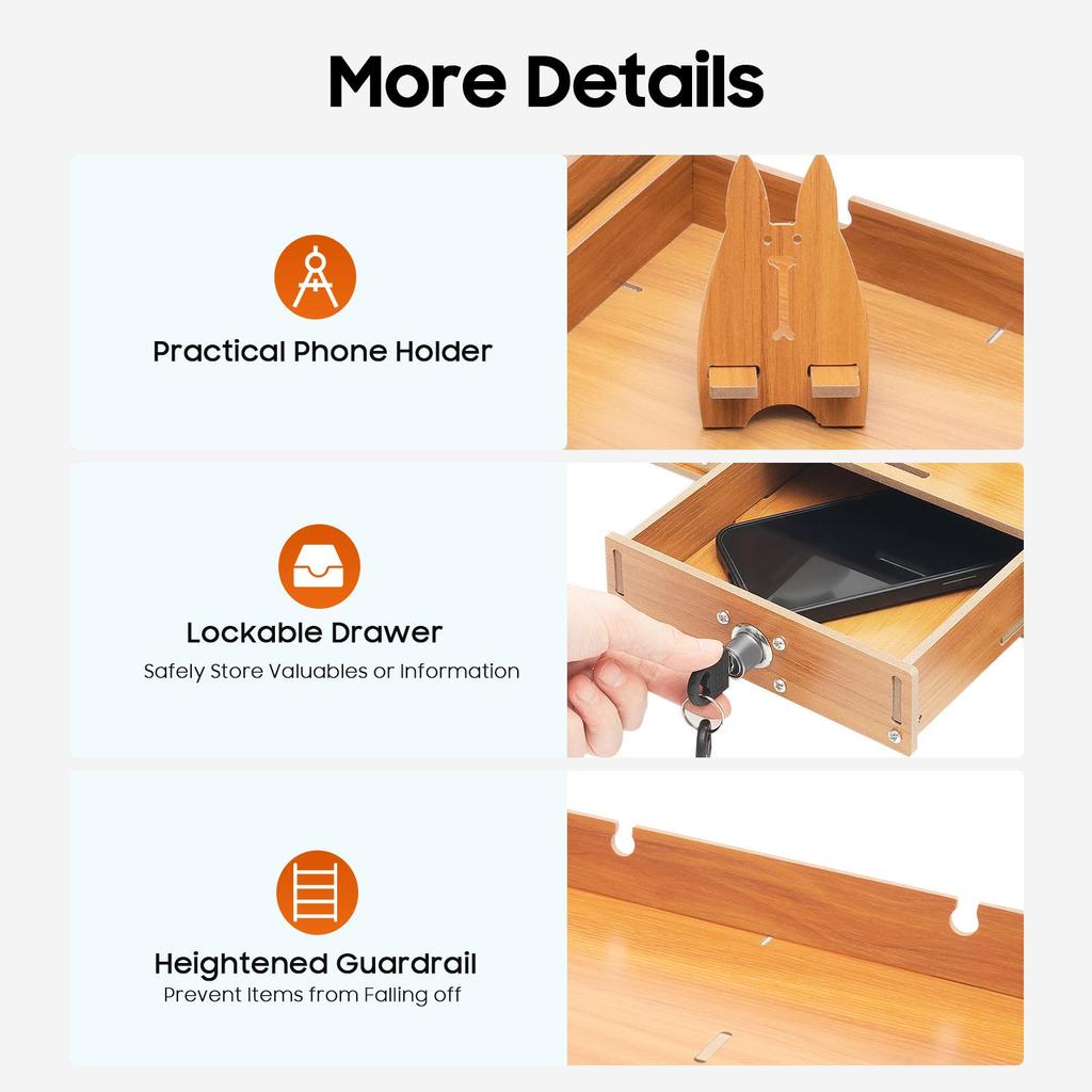 Wooden Monitor Stand with 3 Drawers, Lockable Drawer, Desk Riser Computer Monitor Stand for Office Home PC Laptop