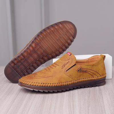 Retro Klassische Slipper Leichte Fahrschuhe Leder Schuhe Nähen Bequem Herren Casual Slip-on Schuh Frühling Sommer