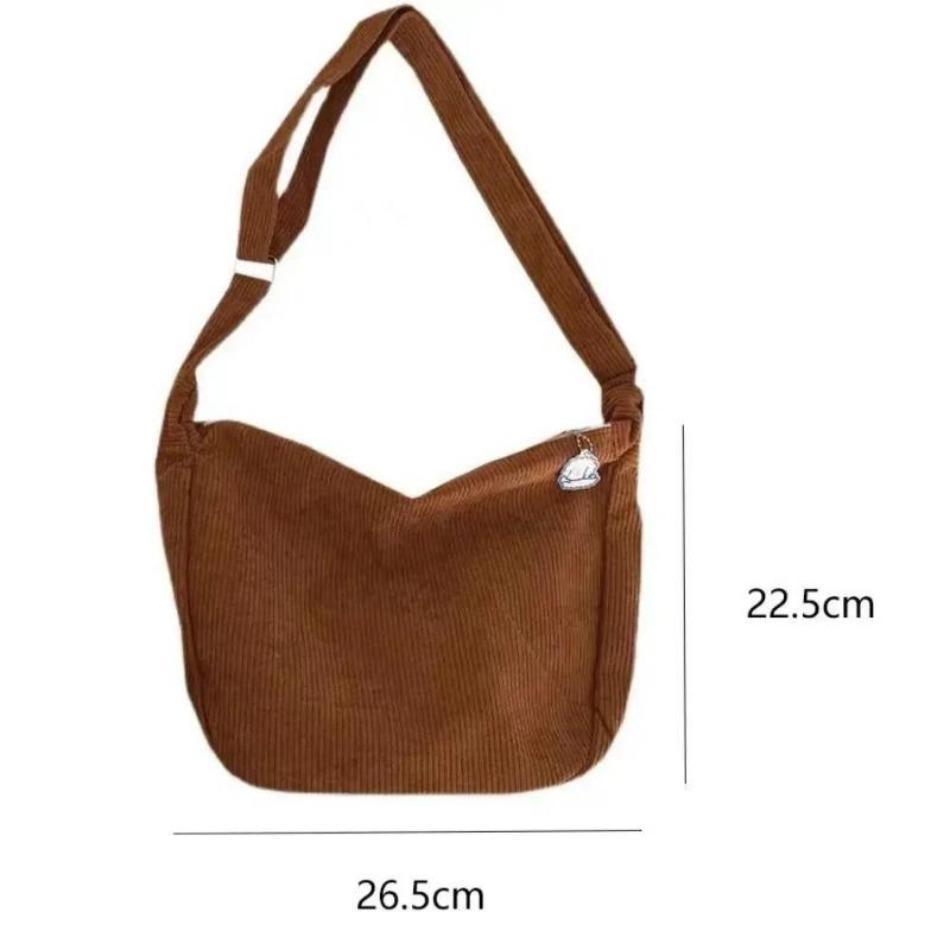1 Pcs Casual Shoulder Bag Large Capacity Lazy Style Handbag Women Solid Color Corduroy Crossbody Bag Fashion Korean