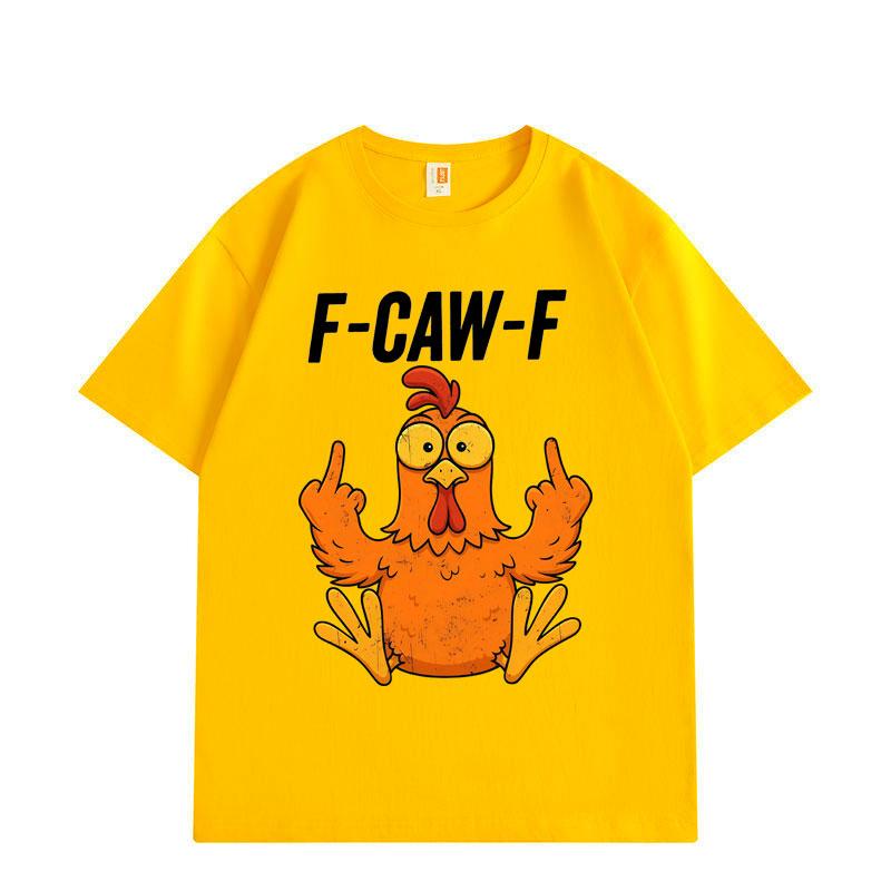 F-Caw-F Chicken Funny Meme Graphic T Shirts Men Women Cartoon Fashion Short Sleeve T-shirt Summer Comfort Cotton T-shirts