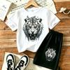 Animal Tiger Fun Printed 11 Colors Outdoor Street Kids T-shirt and Shorts 2 Piece Set Summer Home Casual Outfit Boy and Girl's Sports Set