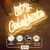 Let’s Celebrate Neon Sign, Dimmable LED Light for Wall Decor, USB Powered, Aesthetic Decoration for Home, Bar, Bistro, Club, Party Birthday Wedding