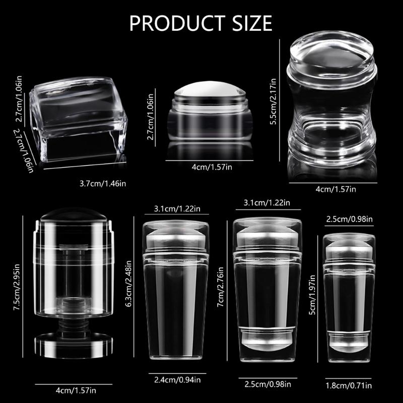 Nail Art Stamper Kit Clear Silicone Nail Stamping Kit Jelly Stamper with Scrapers for French Manicure DIY Nail Designs