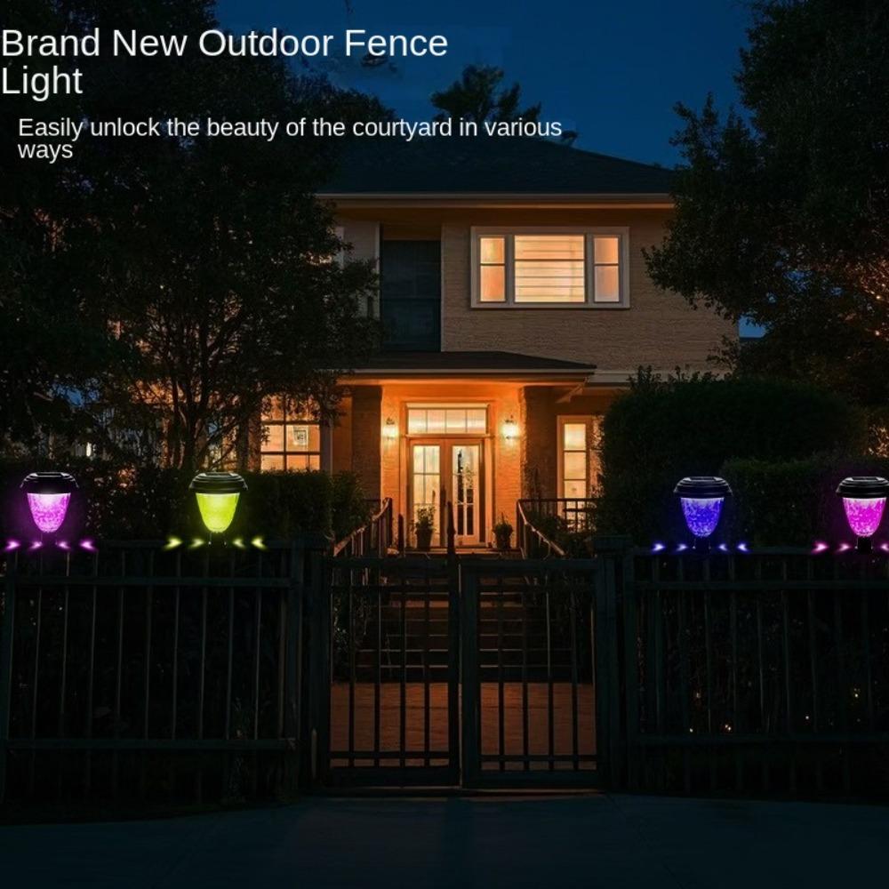 4pcs Atmosphere Pool  Fence  Lights Colorful light Solar Railing Lights  Courtyard
