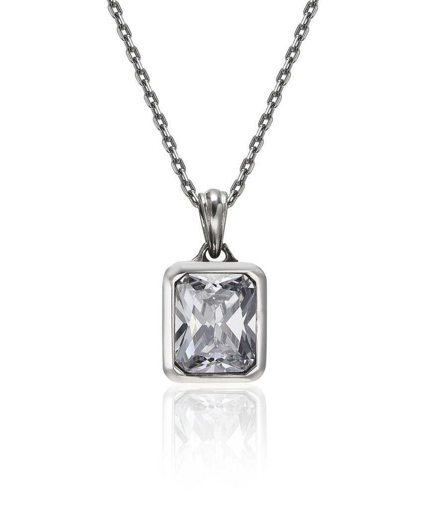 Sting925 White Emerald Cut Pendant