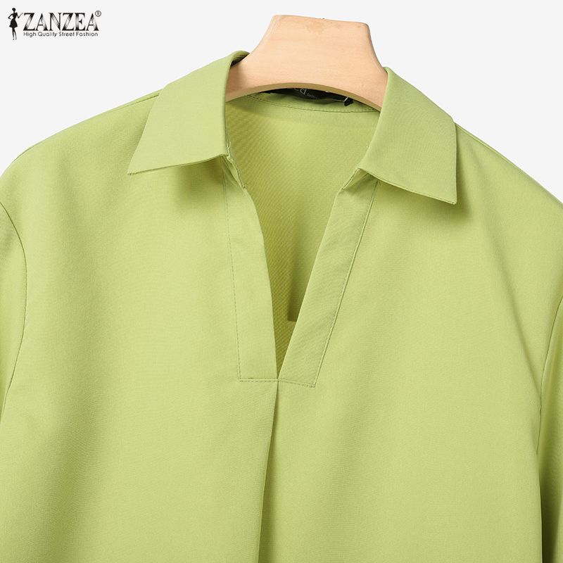 ZANZEA Bluză și pantaloni cu mânecă lungă pentru femei Seturi casual din două piese