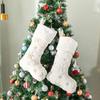 2PCS Plush Christmas Stockings White Faux Fur Large 56cm Deluxe Hanging Xmas Stockings with Silver Sequin Snowflake for Christmas Fireplace