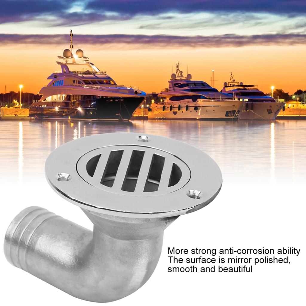 Boat Floor Drain 316 Stainless Steel Marine 90 Degree Boat Floor Deck Water Drain