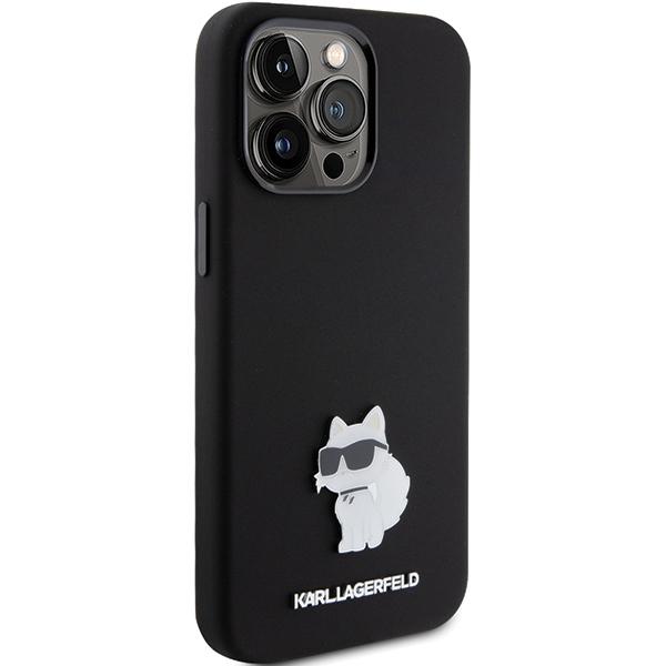 Karl Lagerfeld KLHCP15XSMHCNPK iPhone 15 Pro Max 6.7" black Silicone Choupette Metal Pin