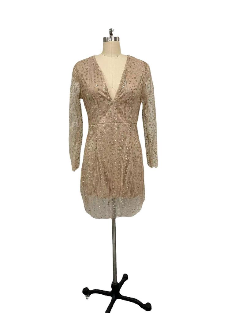 Robe de soirée sexy à manches longues et col en V, style européen et américain, 2025