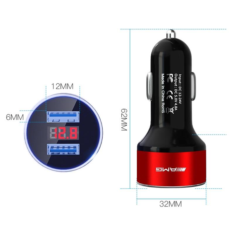 Car Charger 2 USB Ports Fast Charging Digital Display Car Accessories For Mercedes Benz AMG GLE GLS GLC CLA GLB ML W204 W206 W205 W212 W203