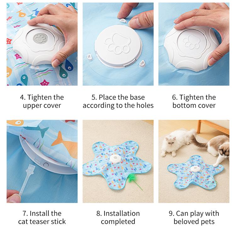 Cat Toys Interactive Hide And Seek Cat Toy Mouse Squeaky Motion Moving Concealed Feathers Kitten Teaser Toy