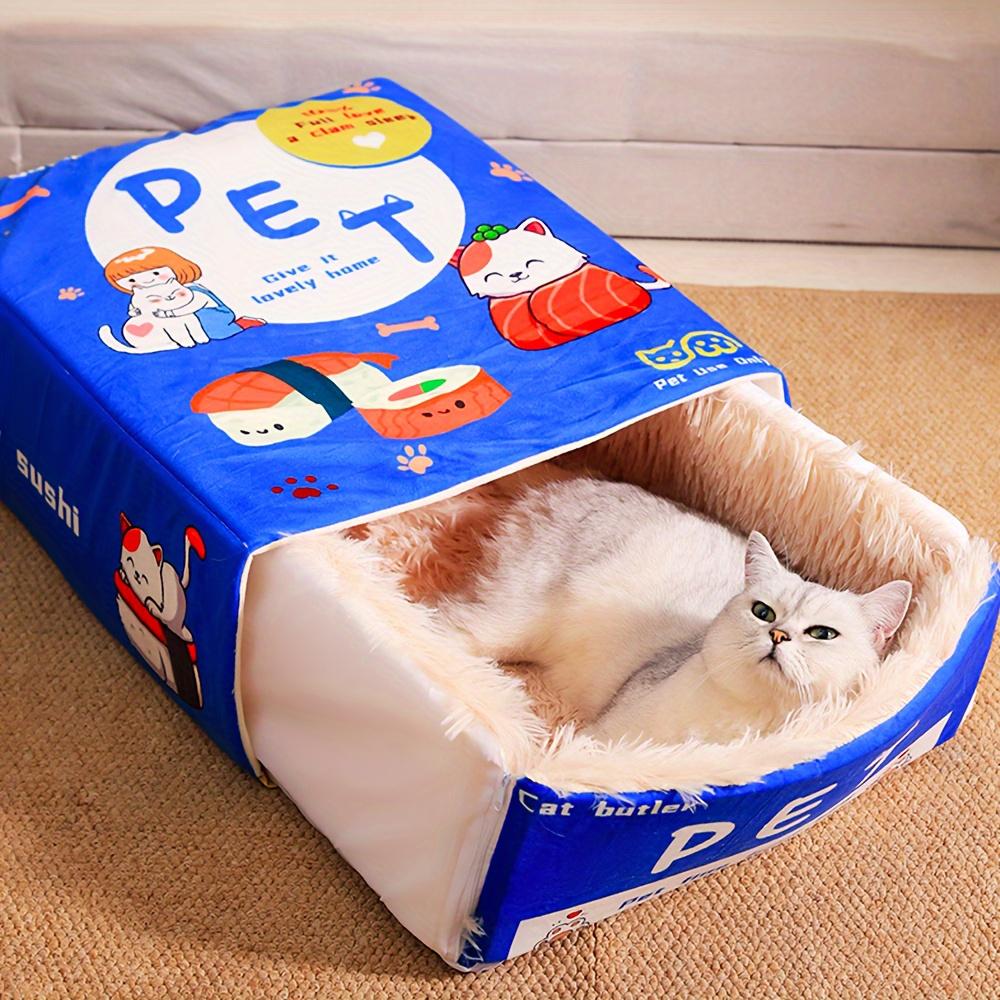 

Rectangular fully enclosed cat bed, pet snack box bed, suitable for all seasons, providing a warm home for your cat синій