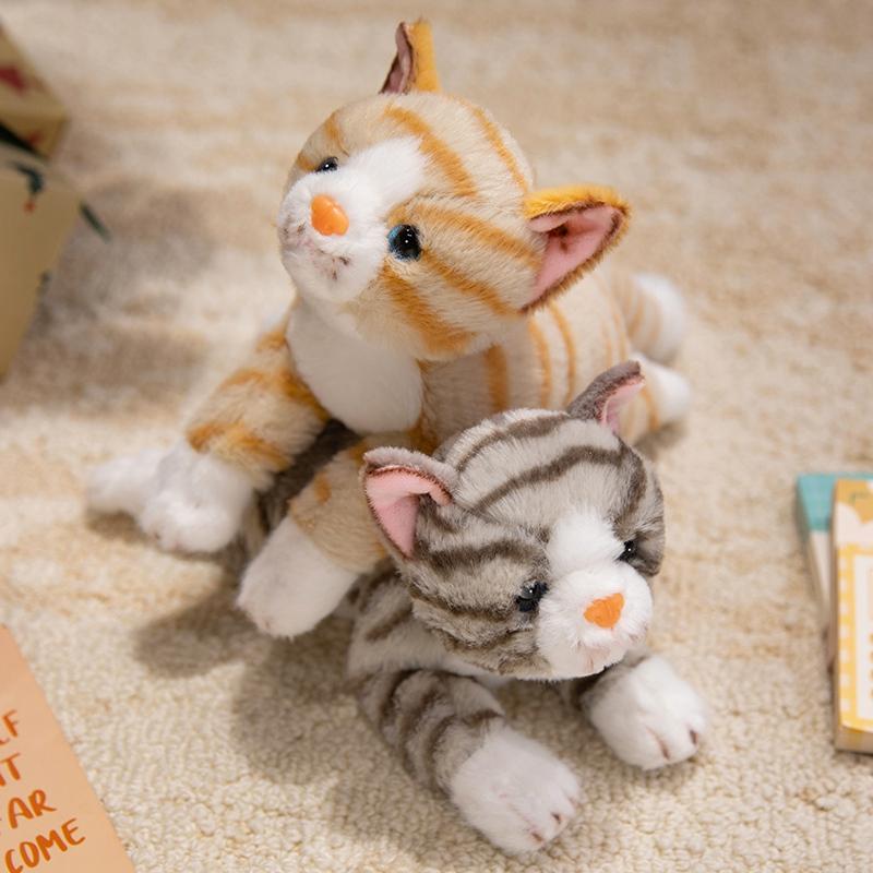 28CM Cute Simulated Cat Doll Plush Toy Stuffed Soft Animal Plush Orange Gray Stripe Kitten Pillow Birthday Gift Pet Toys Decor
